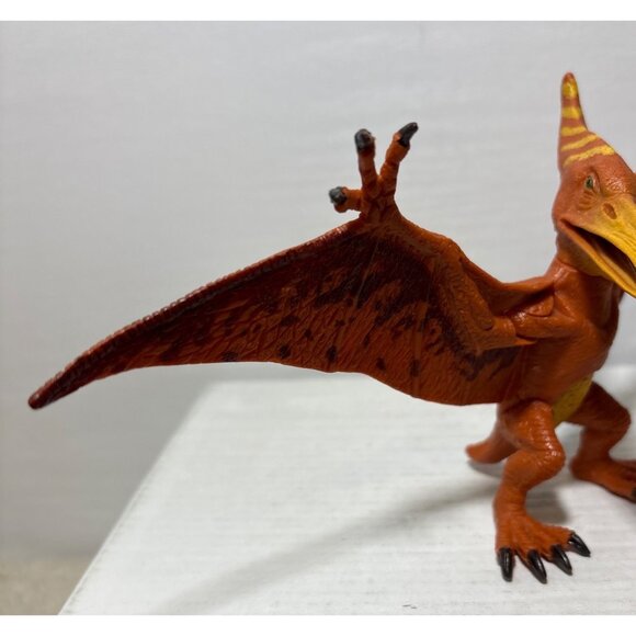 Kid Galaxy Posable Dinosaur Pteranodon -Articulated Wings & Legs Orange & Yellow - Picture 4 of 9